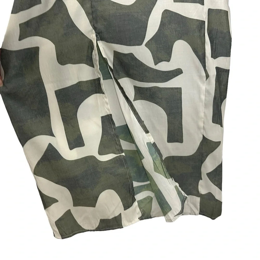 Eloquii Womens Printed Pull On Wide Leg Pant Size 20 Green Slit Hem - Picture 6 of 10